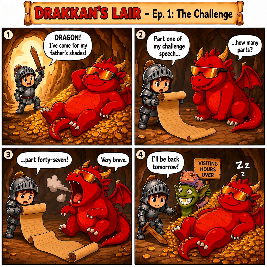 Drakkan's Lair Episode 1: The Challenge — Pip confronts Drakkan about the legendary shades